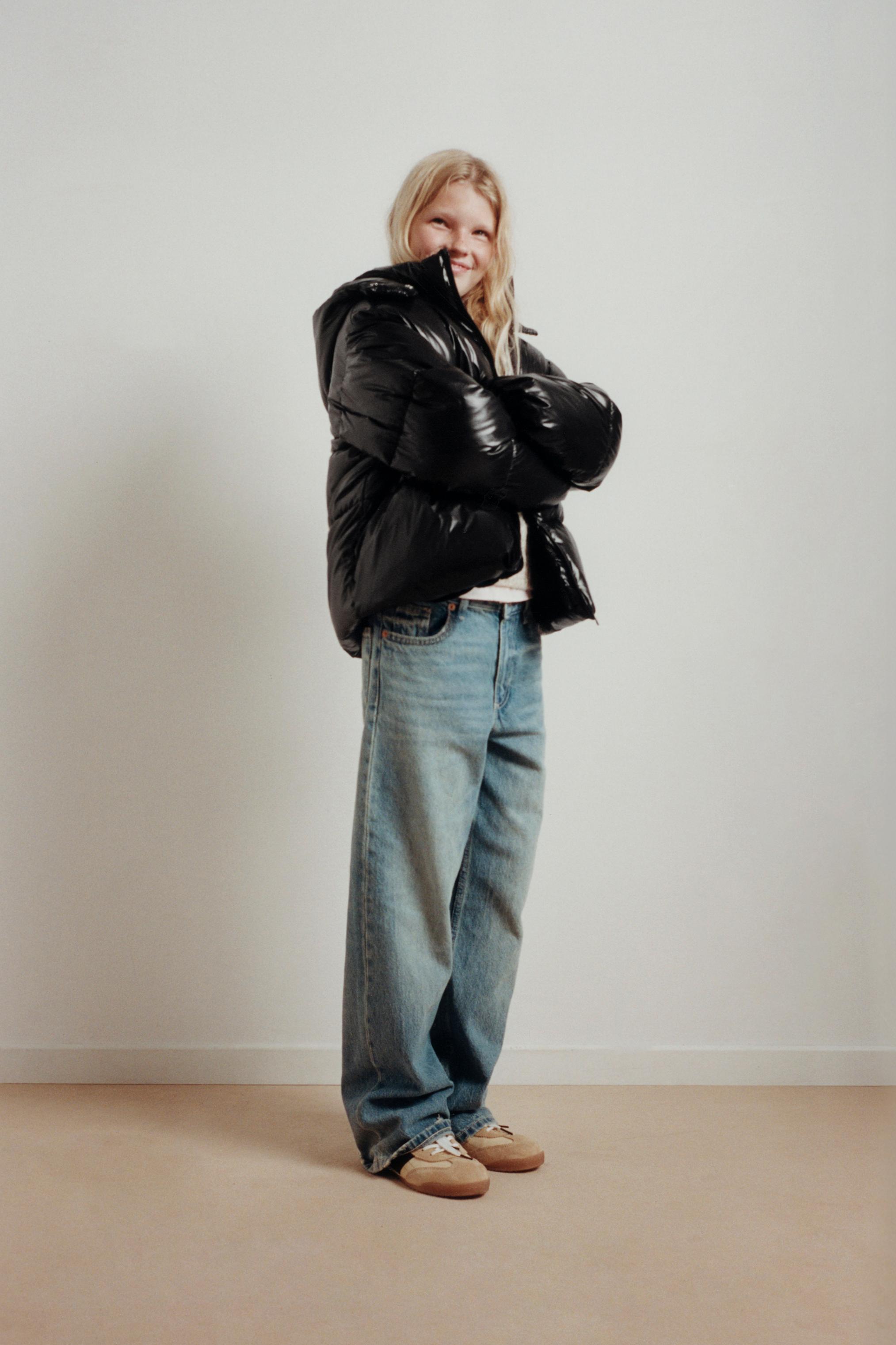 BLOUSON REMBOURRÉ À CAPUCHE BRILLANT DOUBLURE EFFET FOURRURE